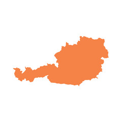 Map of Austria, sign silhouette. World Map Globe. Vector Illustration isolated on white background. Europe continent.