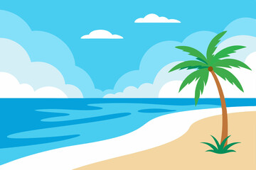 Fototapeta na wymiar tropical beach with palm trees
