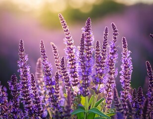Fototapeta premium blooming purple sage flowers healthy edible plant herbal concept