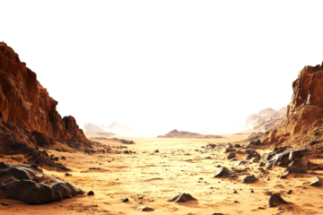 Desolate martian landscape mars sci-fi wide angle extraterrestrial exploration isolated on transparent background