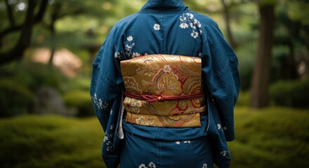 Woman in traditional Japanese kimono