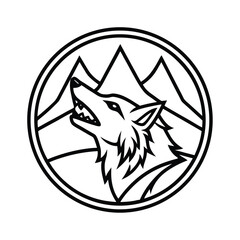 Howling Wolf in Rugged Outdoor Setting vector illustration
