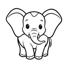 Playful Baby Elephant with Oversized Ears vector illustration