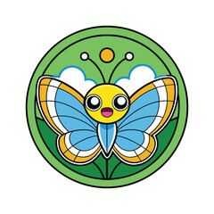 Butterfly Flying Over a Peaceful Meadow vector illustration