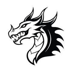 Fierce Dragon Breathing Fire with Bold Lines vector illustration