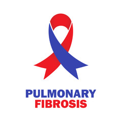 Pulmonary fibrosis awareness ribbon isolated vector design. Red and blue awareness bow illustration