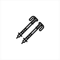 Pair of trekking poles resting on white surface, ready for adventure and outdoor exploration in the mountains, symbolizing preparedness and love of nature.