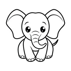 Adorable Baby Elephant with Large Ears vector illustration