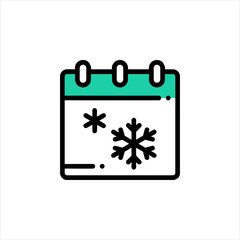 Calendar displays snowflakes indicating winter season and upcoming holidays with festive anticipation.