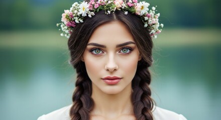 Woman with flower crown and braids (1)