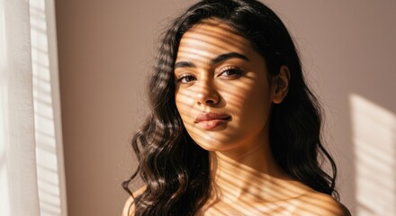 Woman with sunlit shadows