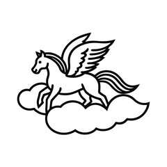 Pegasus Soaring Above Dreamy Clouds vector illustration