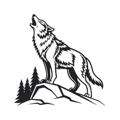 Stylized Wolf in Soft Shaded Design vector illustration