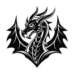 Flaming Dragon with Intense Line Style vector illustration