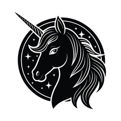 Glittery Unicorn in Majestic Fantasy Style vector illustration