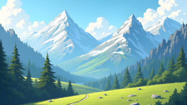 Computer Desktop with Mountain View