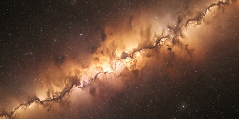 A captivating view of a celestial nebula with glowing clouds and scattered stars in deep space