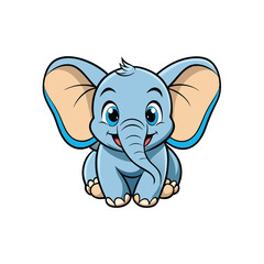Cute Baby Elephant with Oversized Ears vector illustration