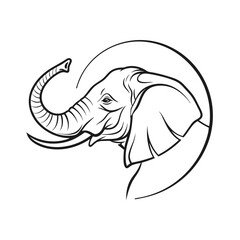 Single Line Elephant in Soft Curved Design vector illustration