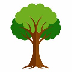A lush vibrant tree standing simple and minimal vector illustration on white background
