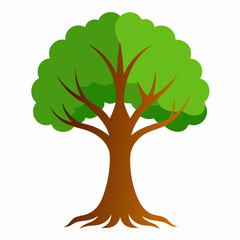 A lush vibrant tree standing simple and minimal vector illustration on white background