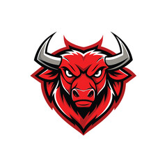 Aggressive Bull with Sharp Red and Black Contrast vector illustration