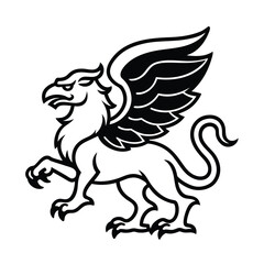 Griffin in Ancient Mythology Heraldic Style vector illustration