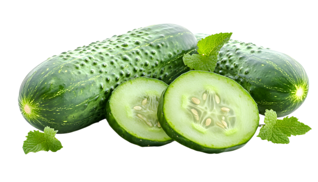 ripe cucumber isolated on white background
