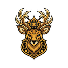 Ornate Deer with Symmetrical Golden Antlers vector illustration