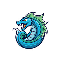 Sea Serpent with Stylized Ocean Wave Body vector illustration