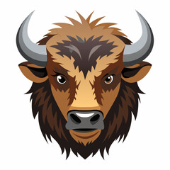 Obraz premium Head on bison illustration artwork featuring a majestic American bison on a clean white advertising banner