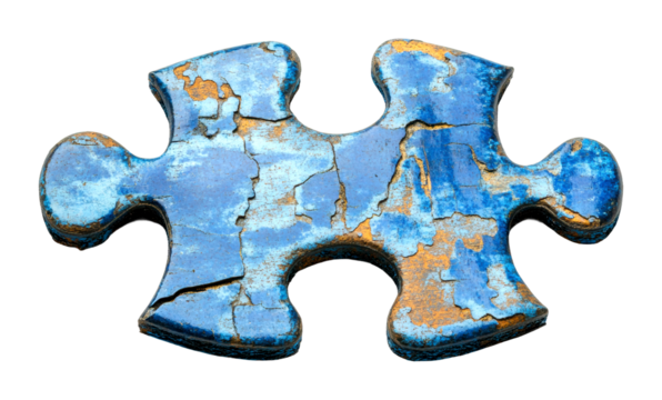 Puzzle piece abstract art studio textured high-contrast concept isolated on transparent background