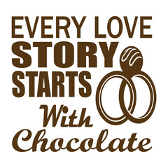 Fototapeta premium Romantic illustration of love story starting with chocolate and wedding rings