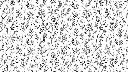Fototapeta premium Elegant Floral Line Art Pattern Botanical Seamless Design for Textile and Wallpaper