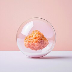 Crystal in a Sphere, Pink Backdrop, Still Life ,Mineral , Sphere