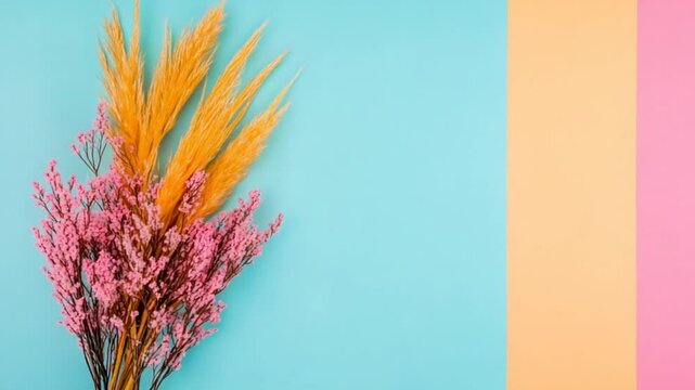 Colorful floral arrangement on a vibrant background, showcasing pink and yellow tones for decoration