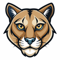 Cougar Head Illustration Front View on White Background Suitable for Banners and Advertisements with CMYK Colors