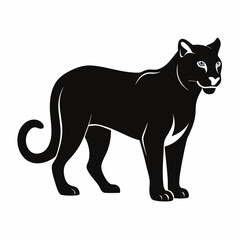 Cougar Silhouette Vector Illustration on White Background Wildlife Feline and Design Element for Creative Projects