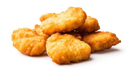Golden Crispy Chicken Nuggets Pile, FastFood, Snacks