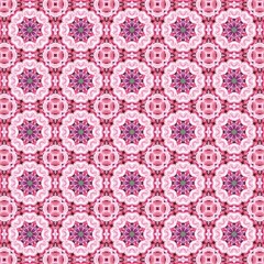delicate pink floral kaleidoscope pattern, a symmetrical blossom design Seamless pattern