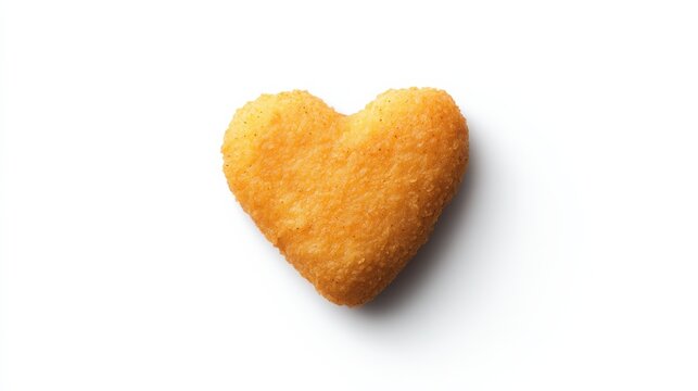 Heart Shaped Chicken Nugget on White, fried , food