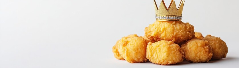 The King of Nuggets Golden Crown on Pile of Fried Chicken, chicken , nuggets