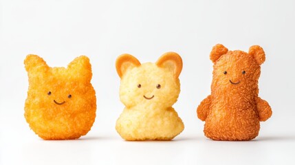 Three Cute Animal Shaped Snacks with Smiling Faces,Food ,Treats