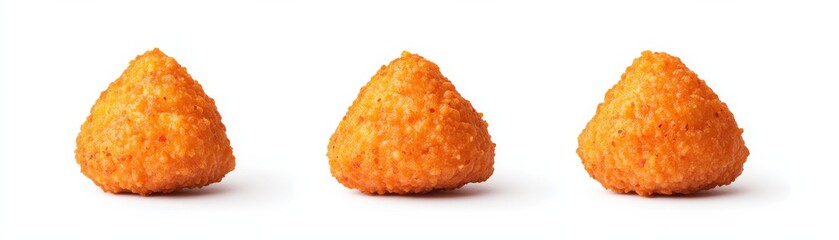 Three Golden Arancini on White, Fried Food, Appetizer