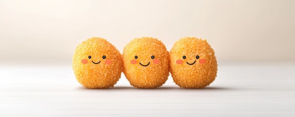 Three Happy Orange Tots Sweet Potato Smiles, Cute , Kawaii