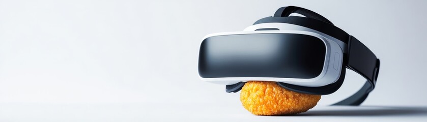 VR headset on fried snack food, concept, funny , Food, VR