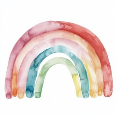 Watercolor Rainbow Pastel Colors Illustration, nursery decor , boho art