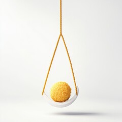 Yellow Pom-Pom on Swing, Abstract , Minimalist