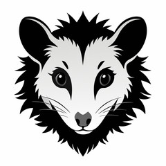 Opossum Head Silhouette Design Element for Banners Advertisements or Wildlife Themed Creative Projects on White Background