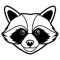 Detailed Raccoon Head Line Art Illustration on White Background for Banner or Advertisement Design